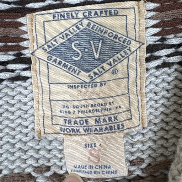 Salt Valley Fair Isle Shawl Collar Cardigan Women's S Cotton Brown - Picture 4 of 9